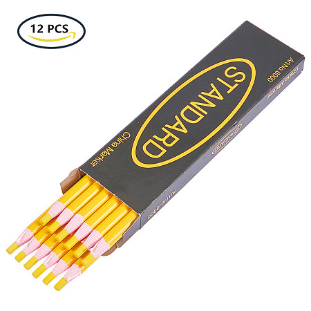 BENECREAT 12PCS Yellow Water Soluble Pencil Tracing Tools for Tailor's Sewing Marking And Students Drawing