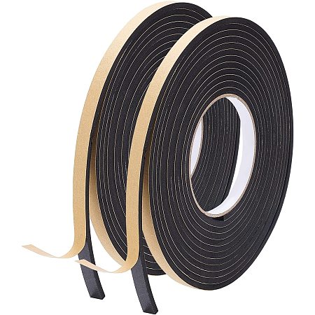 SUPERFINDINGS 2 Rolls Total 32.8 Feet Single-Sided Adhesive EVA Seal Foam Strip 0.39Inch Width Foam Insulation Tape with Strong Adhesive Soundproofing Sealing Tape for Doors and Windows Insulation