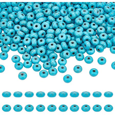 Arricraft About 480 Pcs Stone Beads 8×5mm, Synthetic Turquoise Rondelle Beads, Gemstone Loose Beads for Bracelet Necklace Jewelry Making ( Hole: 1mm )