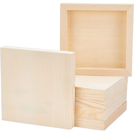 OLYCRAFT 8Pcs Wooden Picture Frame Square Craft Frames Set Natural Wood DIY Photo Frame Wood Canvas Panel Boards for Tabletop Display and Crafts DIY Painting Projects