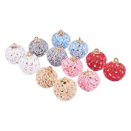 PandaHall Elite 60pcs 6 Colors Round Fabric Fur Metallic Pompoms Ball Charms Pendants for DIY Craft Necklaces Bracelets Earrings Jewelry Making