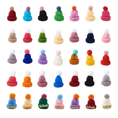Honeyhandy Handmade Woven Costume Accessories, Yarn Hat, Mixed Color, 40.5~50.5x27.5~33.5mm, 100pcs/set