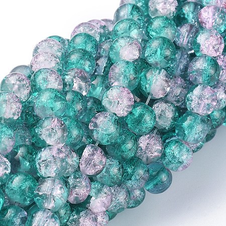 Arricraft Crackle Glass Beads Strands, Round, Dark Cyan, 8mm, Hole: 1.3~1.6mm, 31.4 inches