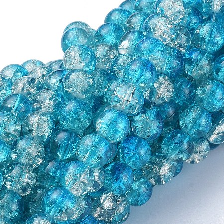 Arricraft Baking Painted Crackle Glass Beads Strands, Round, Dark Turquoise, 8mm, Hole: 1.3~1.6mm, about 100pcs/strand, 31.4 inches