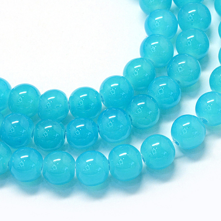 Arricraft Baking Painted Imitation Jade Glass Round Bead Strands, Medium Turquoise, 8.5~9mm, Hole: 1.5mm, about 105pcs/strand, 31.8 inches