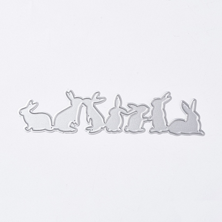 Honeyhandy Bunny Carbon Steel Cutting Dies Stencils, for DIY Scrapbooking/Photo Album, Decorative Embossing Paper Card, Nest of Rabbit, Matte Platinum Color, 2.65x11.3cm