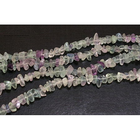 Honeyhandy Gemstone Beads Strands, Natural Fluorite, Chips, Colorful, about 5~8mm long, hole: about 0.3mm, 32 inch