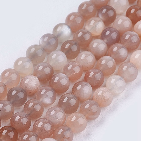 Honeyhandy Natural Multi-Moonstone Beads Strands, Round, 6mm, Hole: 1mm, about 65pcs/strand, 15.7 inch