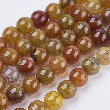 ARRICRAFT Natural Agate Round Beads Strand, Dyed, Saddle Brown, 8mm, Hole: 1mm; about 48pcs/strand, 15.74 inches