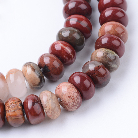 Honeyhandy Natural Red Jasper Beads Strands, Rondelle, 6x4mm, Hole: 1mm, about 104pcs/strand, 15.7 inch