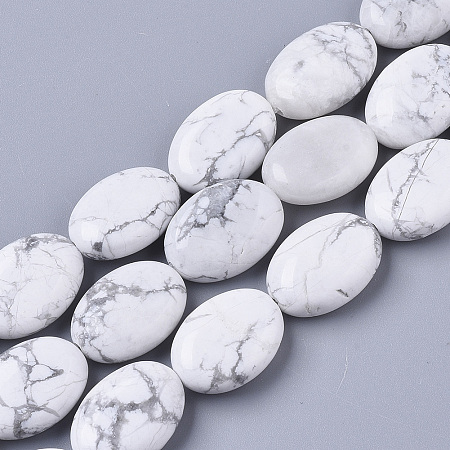 Honeyhandy Natural Howlite Beads Strands, Oval, 18x13.5x6~7mm, Hole: 1.2mm, about  20~22pcs/Strand, 15.55 inch(39.5 cm)
