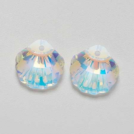 Honeyhandy K9 Glass Rhinestone Pendants, Imitation Austrian Crystal, Faceted, Shell, Crystal AB, 28x28x11mm, Hole: 1.6mm
