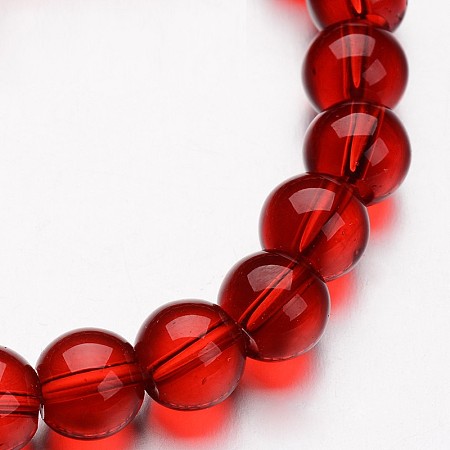 Honeyhandy Glass Round Bead Strands, Red, 4mm, Hole: 1mm, about 75~80pcs/strand, 11 inch