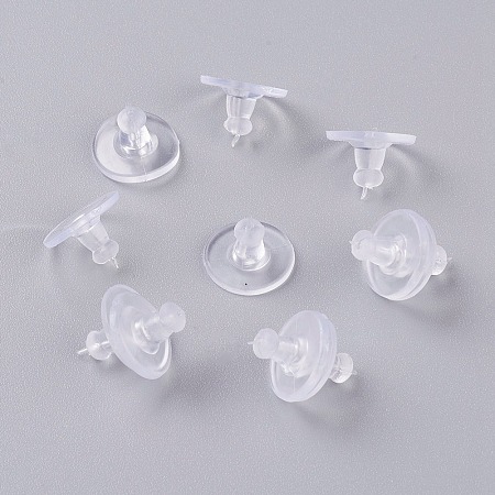 Honeyhandy Plastic Ear Nuts, Earring Backs, 10x6mm, Hole: 0.8mm, about 357pcs/50g