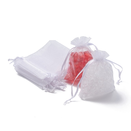 Honeyhandy Organza Bags, High Dense, Rectangle, White, 9x7cm