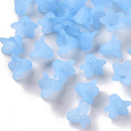 Honeyhandy Transparent Acrylic Beads, Frosted, Flower, Light Blue, 17.5x12mm, Hole: 1.5mm