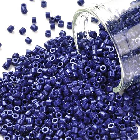 Honeyhandy Cylinder Seed Beads, Opaque Colours Luster, Uniform Size, Midnight Blue, 2x1.5mm, Hole: 0.8mm, about 888pcs/10g