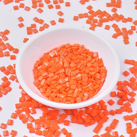 MIYUKI TILA Beads, Japanese Seed Beads, 2-Hole, (TL406) Opaque Orange, 5x5x1.9mm, Hole: 0.8mm; about 118pcs/10g