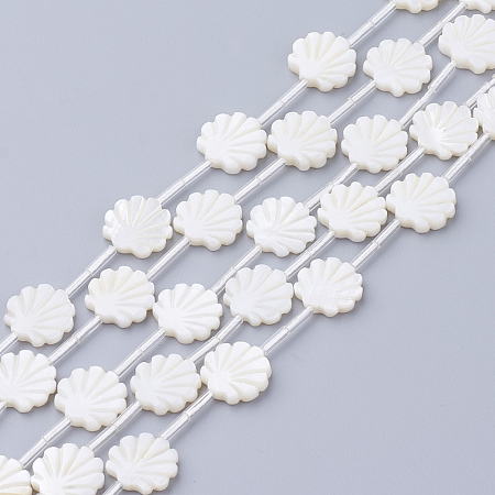 ARRICRAFT Natural White Shell Beads, Mother of Pearl Shell Beads, Shell Shaped, Seashell Color, 12x12x3mm, Hole: 1mm.