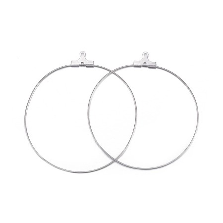 Honeyhandy 316 Surgical Stainless Steel Hoop Earring Findings, Ring, Stainless Steel Color, 21 Gauge, 50~51x45~47x0.7mm, Hole: 1mm