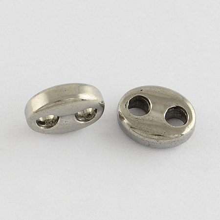 Honeyhandy 304 Stainless Steel Spacer Beads, Oval, Stainless Steel Color, 7x9x3mm, Hole: 2mm
