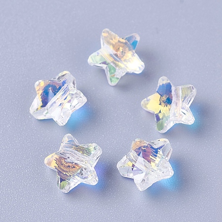 Honeyhandy Imitation Austrian Crystal Beads, K9 Glass, Star, Faceted, Clear AB, 8x8x5mm, Hole: 1.2mm