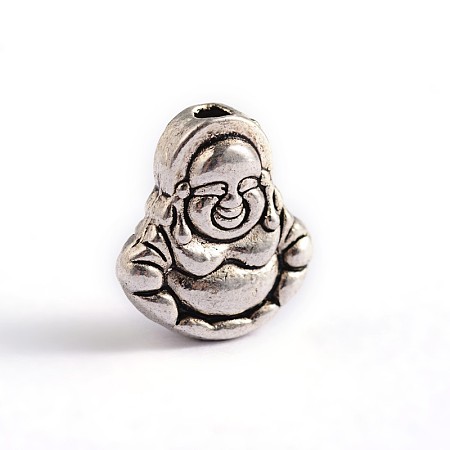 Honeyhandy Tibetan Style Buddha Alloy Beads, Antique Silver, 11x10x5mm, Hole: 1.5mm