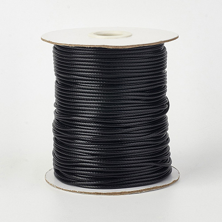 Honeyhandy Eco-Friendly Korean Waxed Polyester Cord, Macrame Artisan String for Jewelry Making, Black, 2mm, about 90yards/roll(80m/roll)