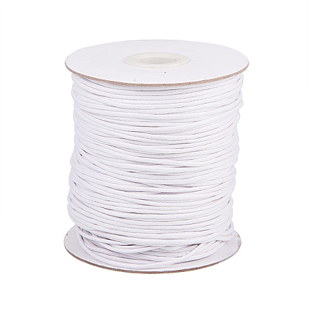 PandaHall Elite 1 Roll 1.5mm Waxed Cotton Cord Thread Beading String 100 Yards per Roll Spool for Jewelry Making and Macrame Supplies White