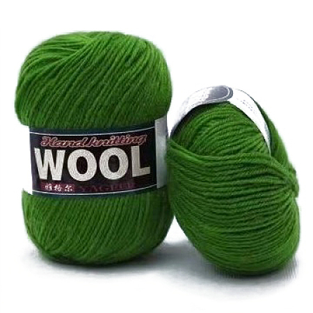 Honeyhandy Polyester & Wool Yarn for Sweater Hat, 4-Strands Wool Threads for Knitting Crochet Supplies, Lime Green, about 100g/roll
