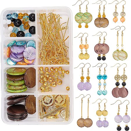 SUNNYCLUE DIY Earring Making Kits, include Freshwater Shell & Glass Beads, Alloy Beads & Pins, Iron Spacer Beads, Brass Earring Hooks, Mixed Color