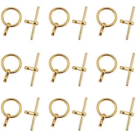Tibetan Style Alloy Toggle Clasps, Donut, Golden, Donut: 12x1.5mm, Hole: 1.5mm; Bar: 8x19x1.5mm, Hole: 1.5mm; 20sets/box