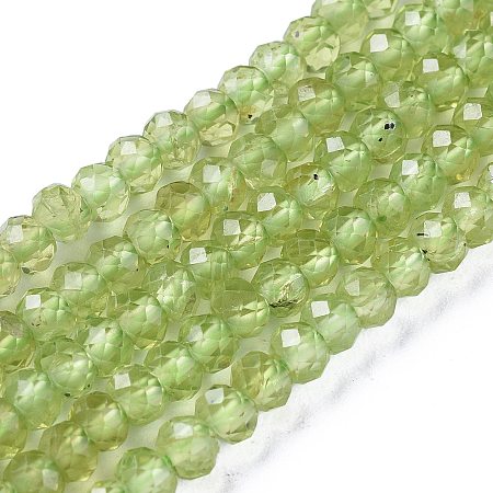 Arricraft Natural Peridot Beads Strands, Faceted, Rondelle, 3.5~4x2.8~3mm, Hole: 0.6mm, about 139pcs/strand, 15.35 inches(39cm)