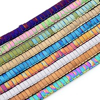 ARRICRAFT Vacuum Plating Non-magnetic Synthetic Hematite Beads Strands, Spacer Beads, Rectangle, Mixed Color, 5x2x2mm, Hole: 0.8mm; about 189pcs/Strand, 15.75 inches(40cm)