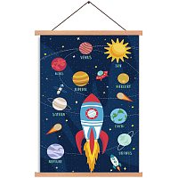 ARRICRAFT Poster Hanger Cartoon Rocket Planet Magnetic Wooden Poster Hangers Poster with Hanger Canvas Wall Art for Walls Pictures Prints Maps Scrolls and Canvas Artwork 17.3x11in