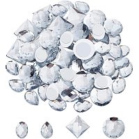 FINGERINSPIRE 60 Pcs 4 Styles Large Acrylic Self-Adhesive Rhinestone Clear Flat Back Gems Stick Crystals Bling Sticker Acrylic Jewels for Costume Making Cosplay (Square,Oval,Round,Teardrop