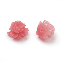 Honeyhandy Shell Beads, Imitation Jade, Dyed, Curved, Flower, Light Coral, 13x13x9.5mm, Hole: 1.8mm