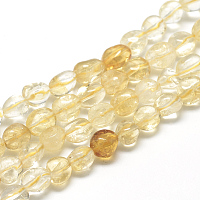 Honeyhandy Natural Citrine Beads Strands, Oval, 8~15x7~12x4~12mm, Hole: 1mm, about 30~45pcs/strand, 15.7 inch