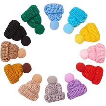 NBEADS 1 Bag 60 Pcs Mini Christmas Knitting Wool Yarn Hats, Cute Doll Hats Small Handmade Wool Woven Hat Decorations for Miniature Work DIY Phone Case Brooch Craft Art Jewelry Making, 5 Pcs/Color