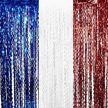 NBEADS 3 Pack Independence Day Tinsel Foil Fringe Curtains, Red White Blue Metallic Wave Tinsel 4th of July Decorations Foil Fringe Backdrops for Birthday Wedding Party Christmas Festival