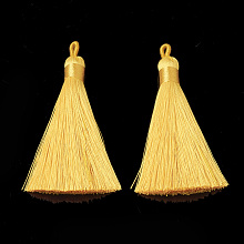 Honeyhandy Polyester Tassel Big Pendants Decoration, Gold, 80~90x8.5~9mm, Hole: 4x6mm