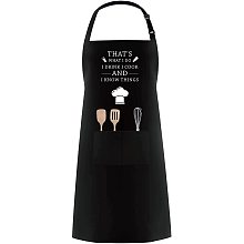 CREATCABIN Funny Chef Apron - That's What I Do I Drink I Cook Grill Aprons for Men Kitchen Cooking Aprons Adjustable BBQ Bib Apron 2 Pockets for Husband Boyfriend Birthday Father's Day Gifts