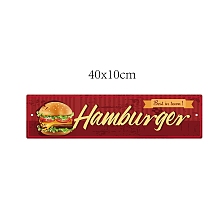 CREATCABIN Vintage Metal Tin Sign, Iron Wall Decor for Bars, Restaurants, Cafes Pubs, Rectangle, Hamburger Pattern, 10x40x0.03cm