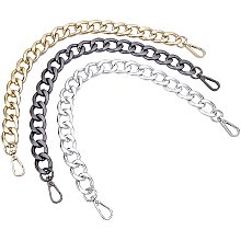 Pandahall Elite 3 Colors 15 Inch Bag Strap Chains, Handbag Purse Handle Chunky Metal Shoulder Clutches Straps Bag Handle Replacement Decoration Chains with Clasps for Purse Making Accessory Decoration