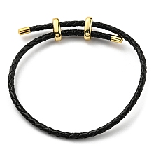 Honeyhandy Leather Braided Cord Bracelets, Adjustable Bracelet, Black, Inner Diameter: 5/8~2-7/8 inch(1.5~7.3cm)