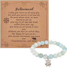 OLYCRAFT Natural Amazonite Lucky Beetle Bracelet 8mm Amazonite Lucky Bracelet with Beetle Charms Gemstone Stretch Bracelet Crystal Amazonite Bracelet for Women Men Retirement Farewell Gift