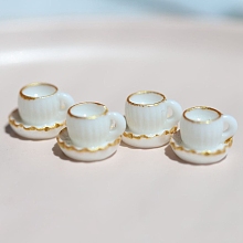 Honeyhandy Mini Resin Coffee Cup, Micro Landscape Dollhouse Accessories, Pretending Prop Decorations, White, 15x10mm