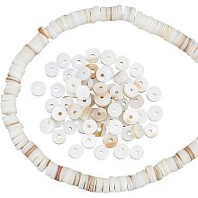 NBEADS About 220 Pcs Freshwater Shell Beads, 5mm Coin Disc Heishi Beads Flat Round Spacer Beads Shell Loose Charm Beads for DIY Bracelet Necklace Jewelry