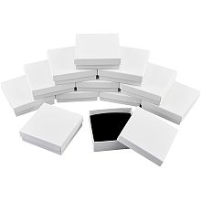 NBEADS 12 Pcs Cardboard Jewelry Box White Square Paper Gift Case for Pendants Necklaces Bracelet Gift Packaging Shipping with Sponge Fill