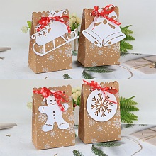 ARRICRAFT Christmas Kraft Paper Bags, for Christmas Goody Bags, Xmas Gift Bags, Classrooms and Party Favors, Rectangle, BurlyWood, Fold: 7x11.5x18cm, Unfold: 23.5x19x0.1cm